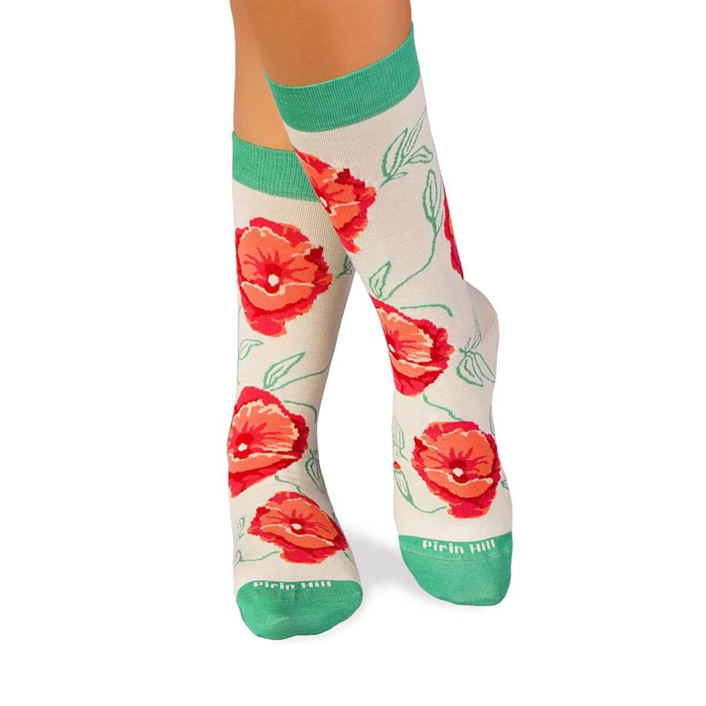 pirin hill chaussettes bambou poppies ecrues l hirondelle