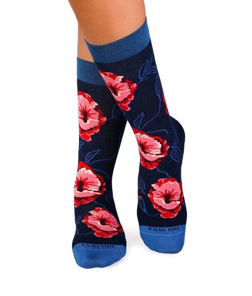 pirin hill chaussettes bambou poppies marines l hirondelle