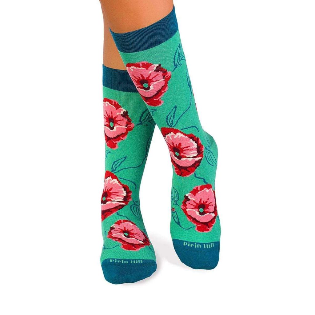 pirin hill chaussettes bambou poppies menthes l hirondelle