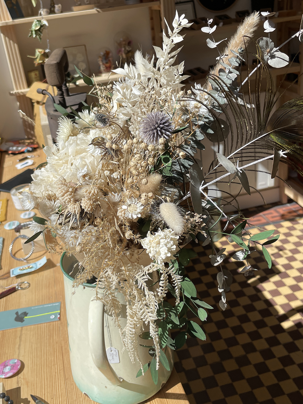 composition florale bouquet mirguette et graminees